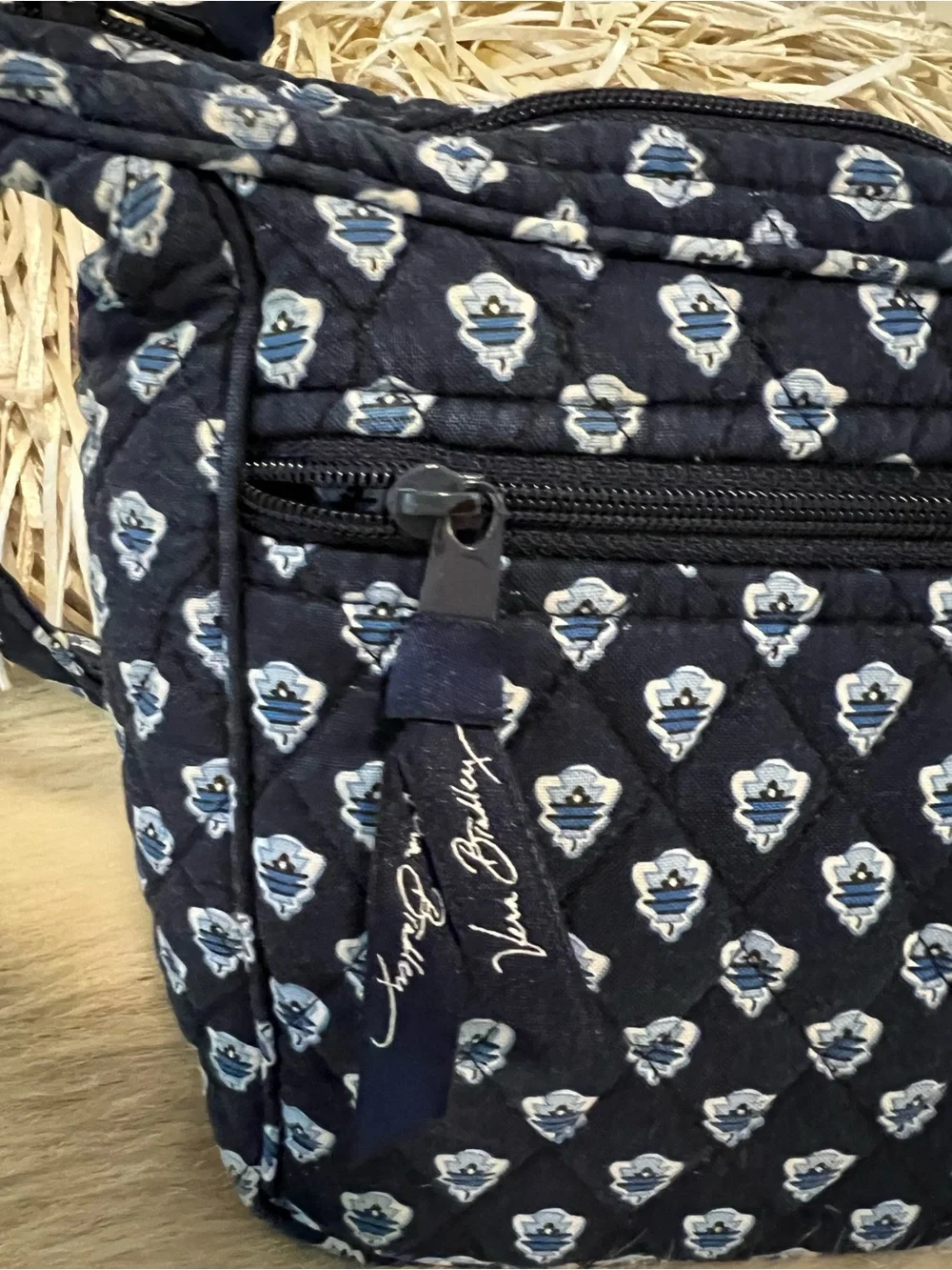 Vintage VERA BRADLEY Nantucket Navy 2005 Spectator Bag USA Blue White Y2K